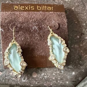 Alexis Bittar Gold and Blue Crystal Earrings